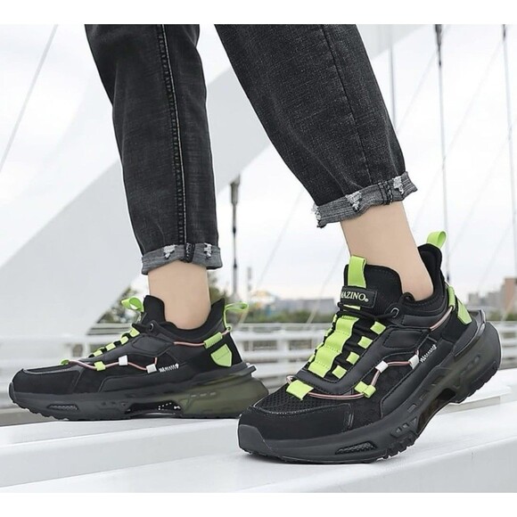 NEW MAZINO TITANIUM-075 Men’s LOW TOP SNEAKERS BLACK / LIME Size 11 main image 6